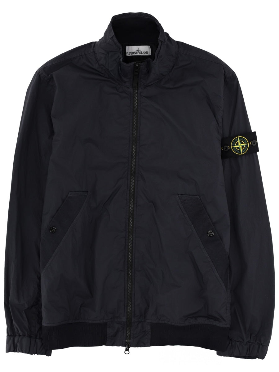 Jacket With Rigid Collar Blue Polyamide