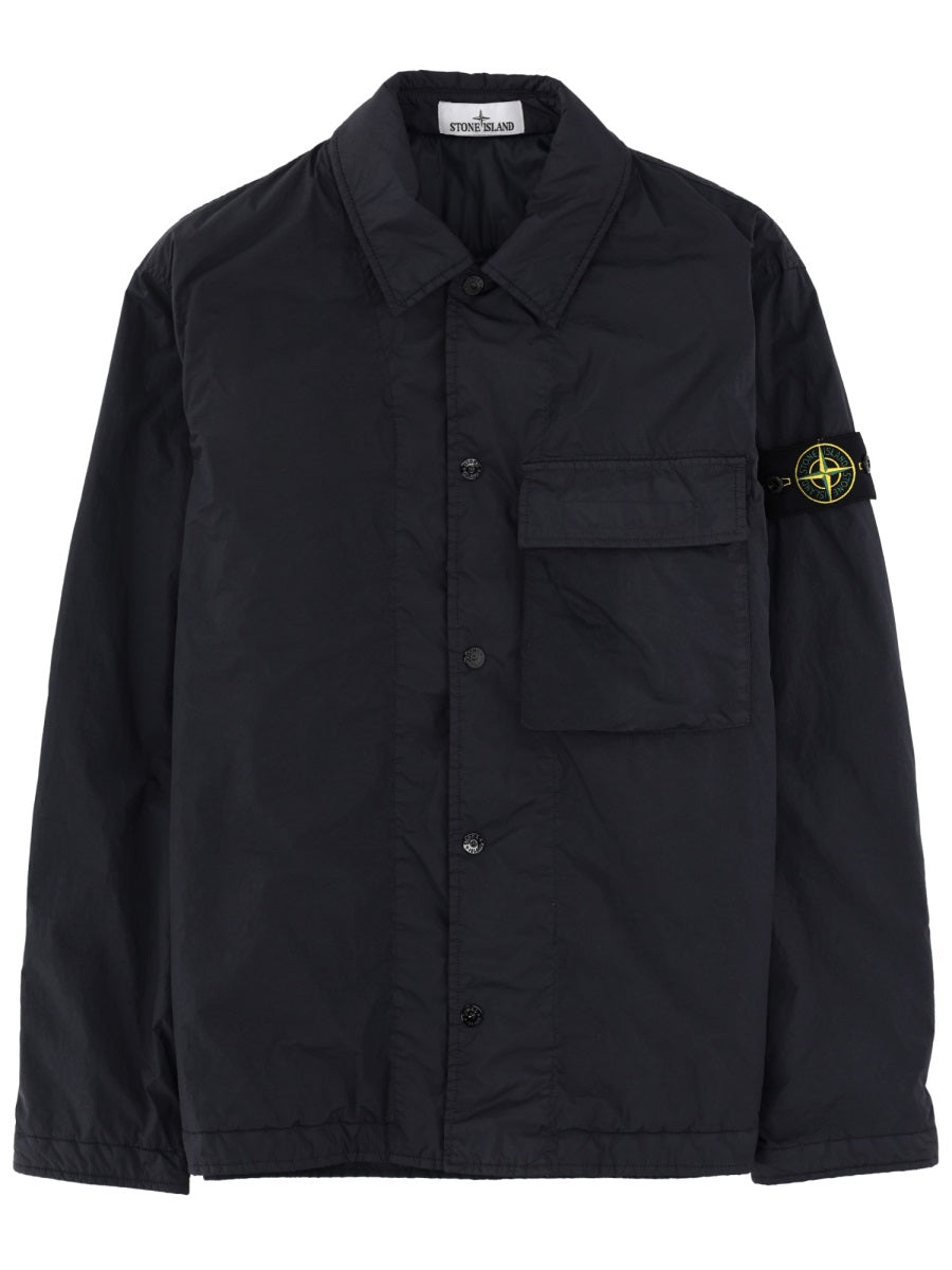 Padded Overshirt Blue Polyamide Shirt