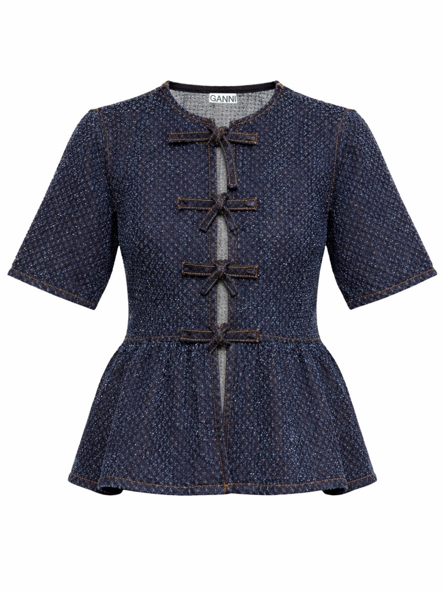 Peplum Blouse Blue Organic Cotton