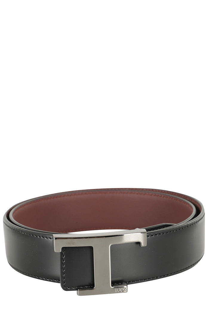 New T Belt Black Calfskin Cintura