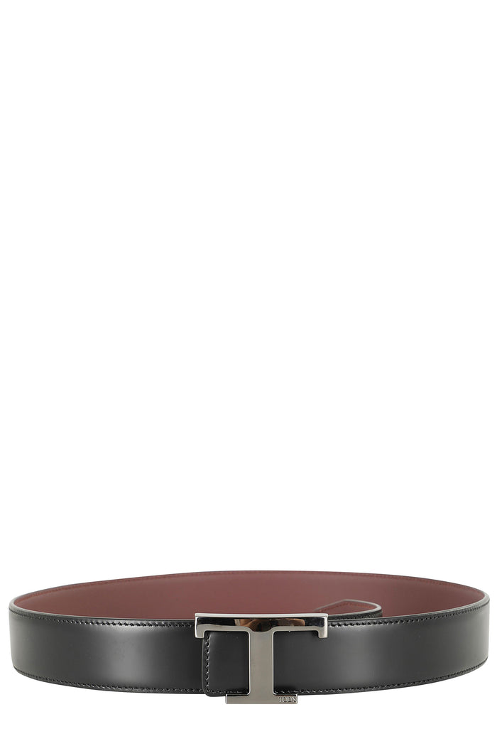New T Belt Black Calfskin Cintura