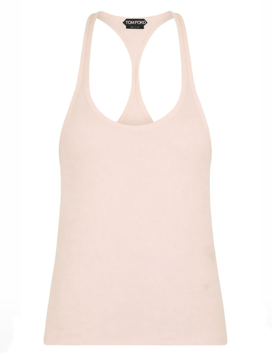 Logo Slim Fit Top Pink Silk Tops