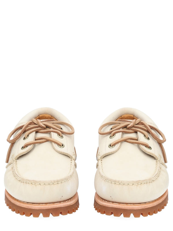 Leather Loafer Beige Lace-up Shoes