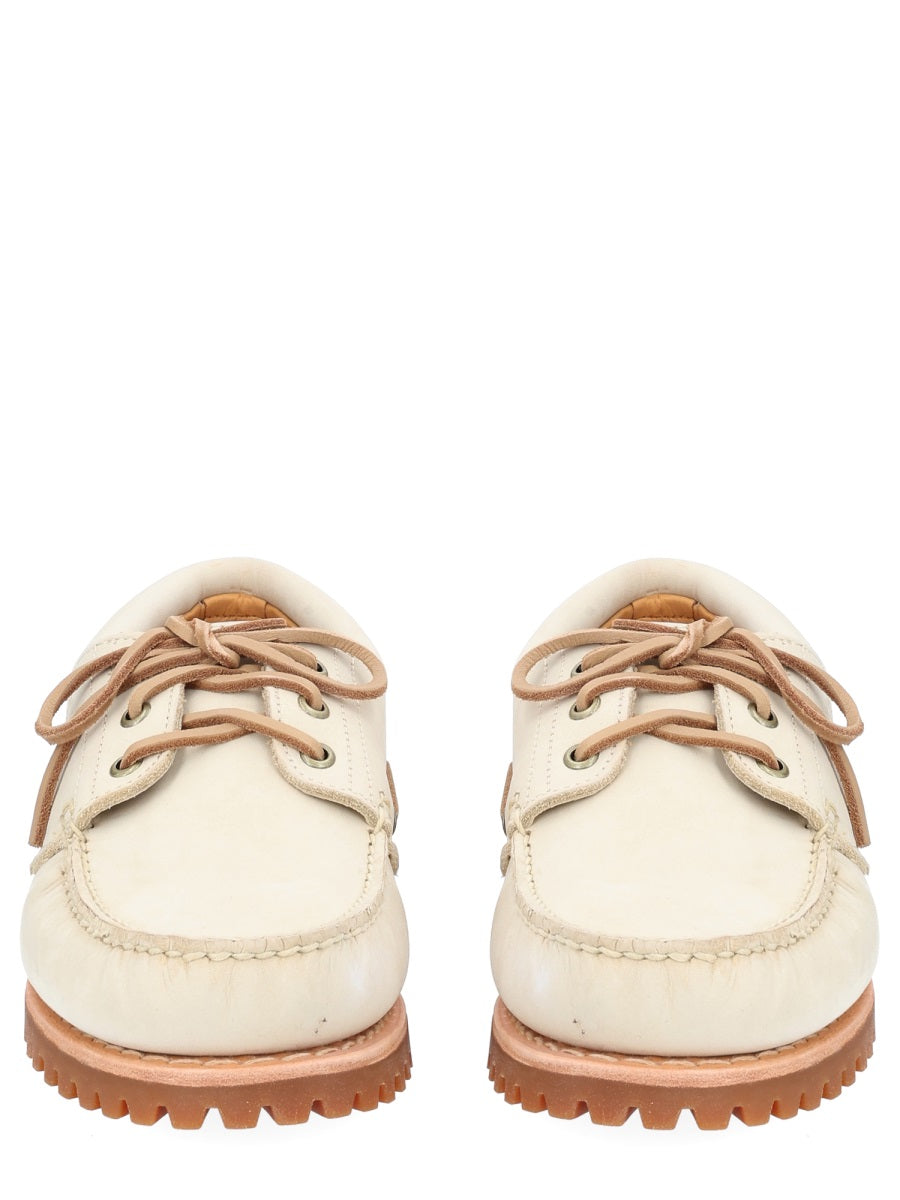 Leather Loafer Beige Lace-up Shoes