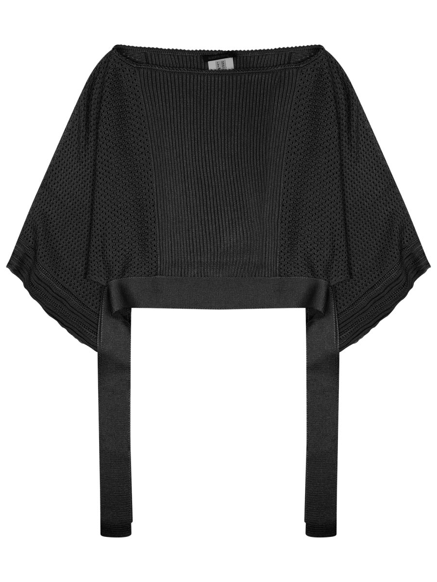 Knitted Poncho Black Viscose Jumpers