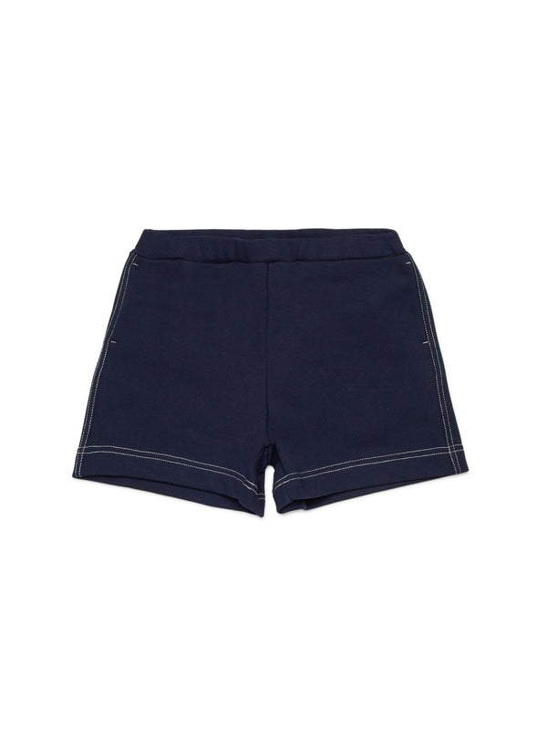 Shorts With Logo Blue Cotton; Cotton