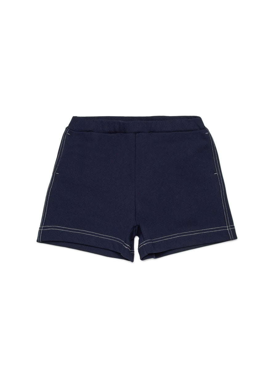 Shorts With Logo Blue Cotton; Cotton