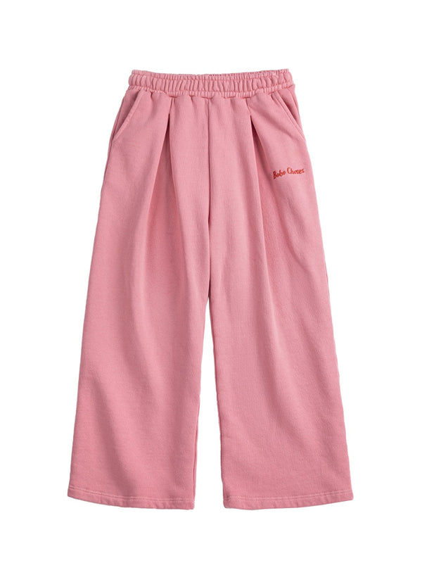 Jogging Pants Straight Pink Recycled Cotton Trousers