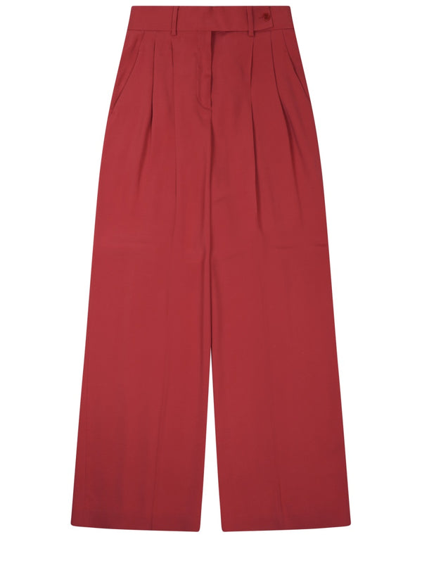 Wide Leg Tailored Pants Pink Acetate Trousers