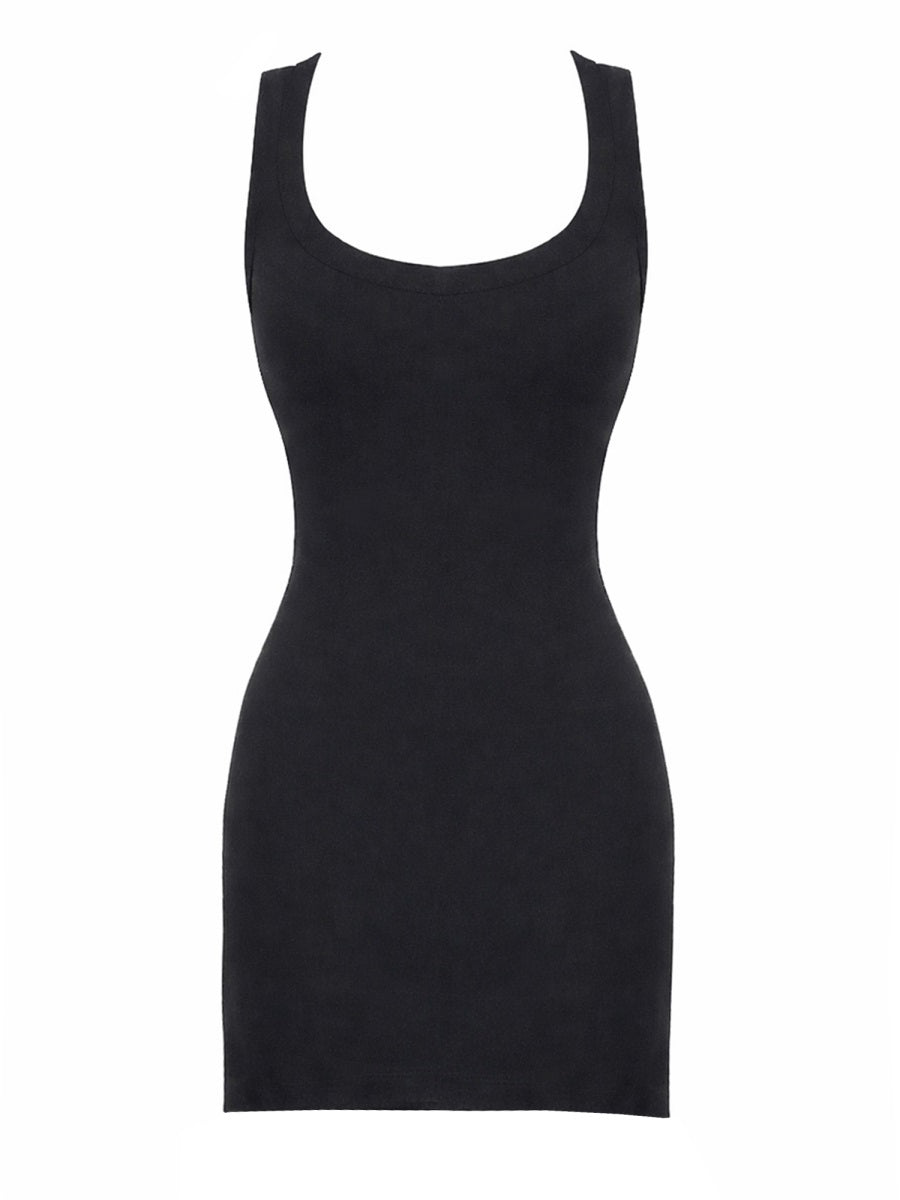 Viscose Blend Mini Dress Black