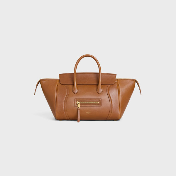 Celine Lambskin top handle bag in brown