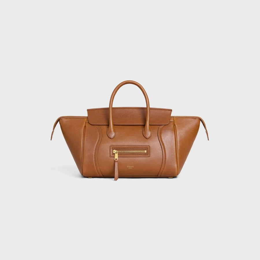 Celine Lambskin top handle bag in brown