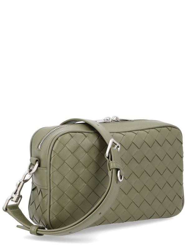 Shoulder Bag Braided Calf Leather Green