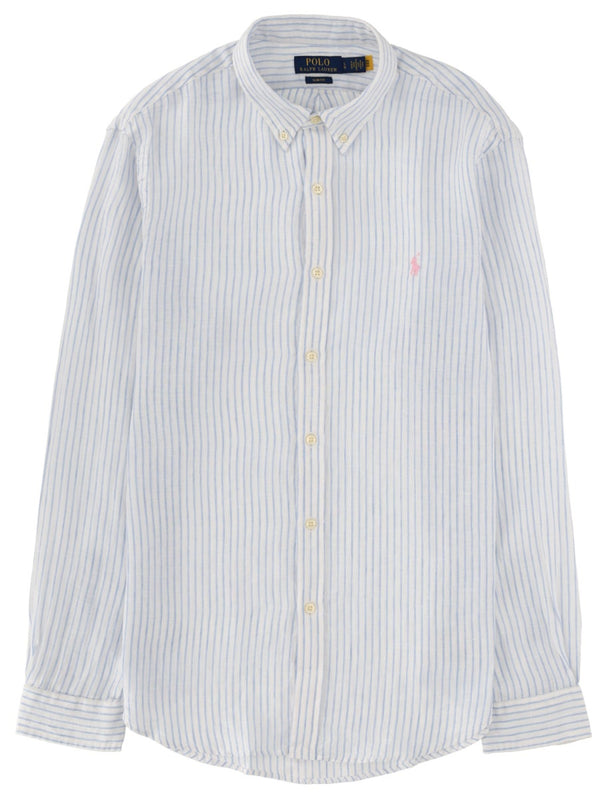 Shirt With Elegant Logo White Linen