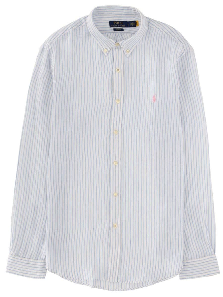 Shirt With Elegant Logo White Linen