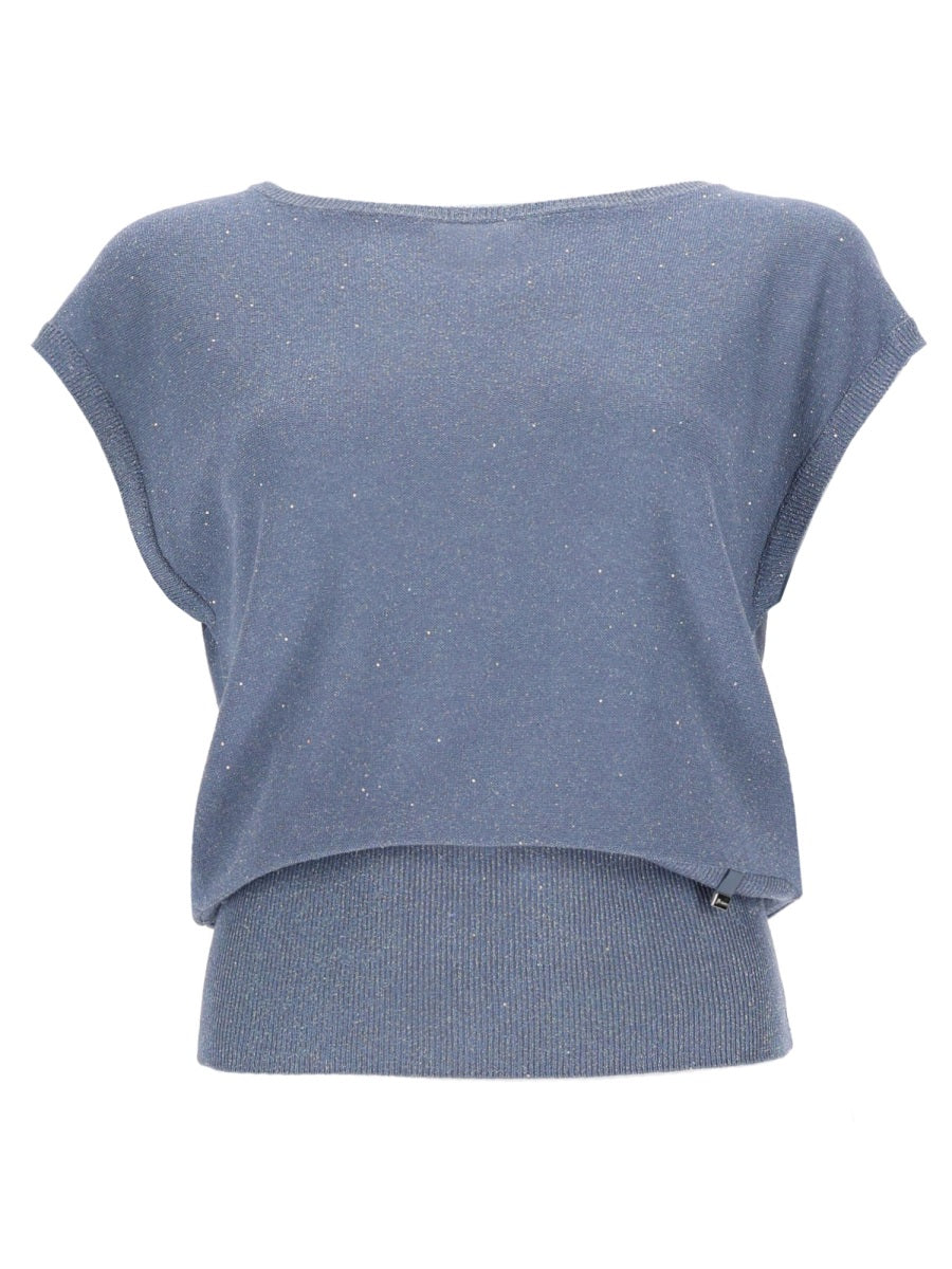 Sequined T-Shirt Azure Viscose T-shirts