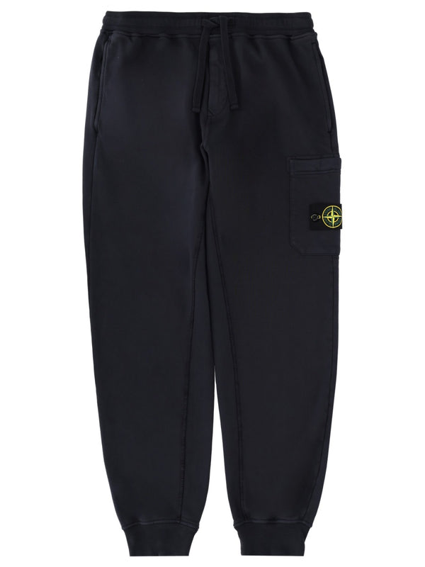 Jogger Pants With Logo Patch Blue Cotton Trousers