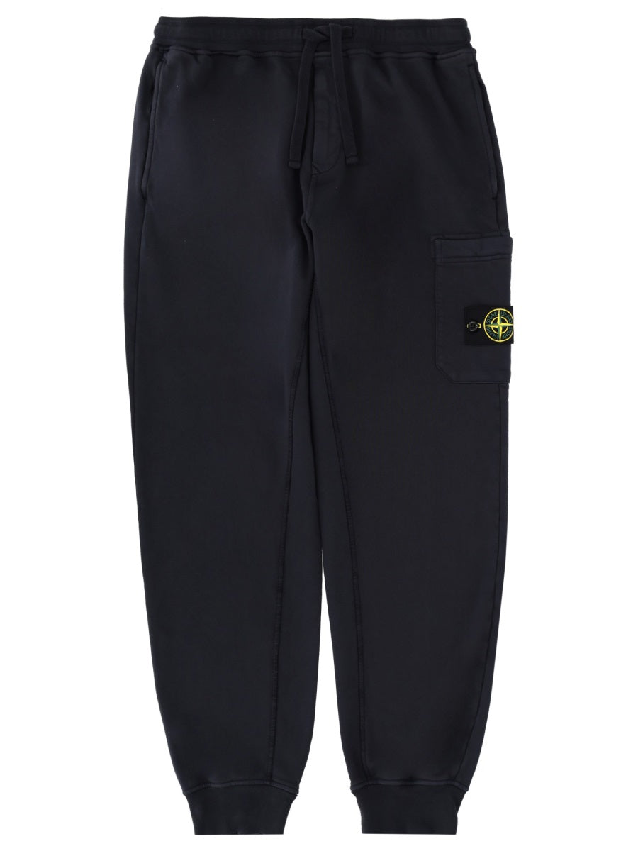 Jogger Pants With Logo Patch Blue Cotton Trousers