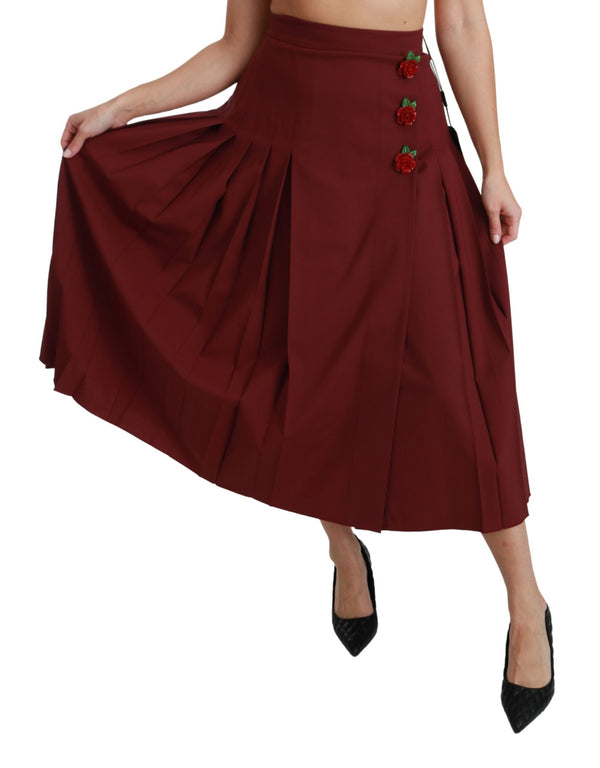 Dolce & Gabbana 98% Virgin Wool skirt in red
