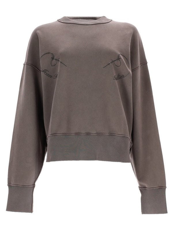 Sweatshirt With Embroidery Grey Organic Cotton Sweatshirts