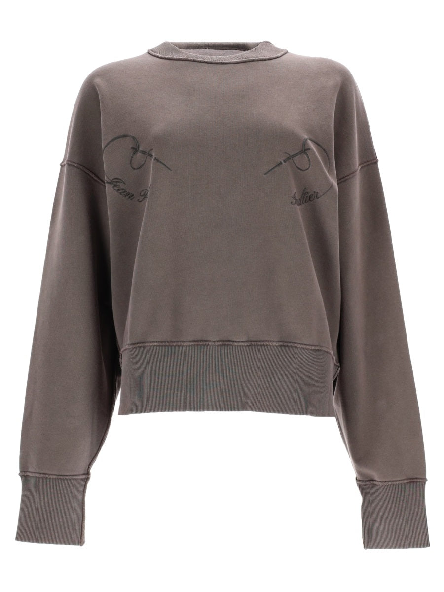 Sweatshirt With Embroidery Grey Organic Cotton Sweatshirts