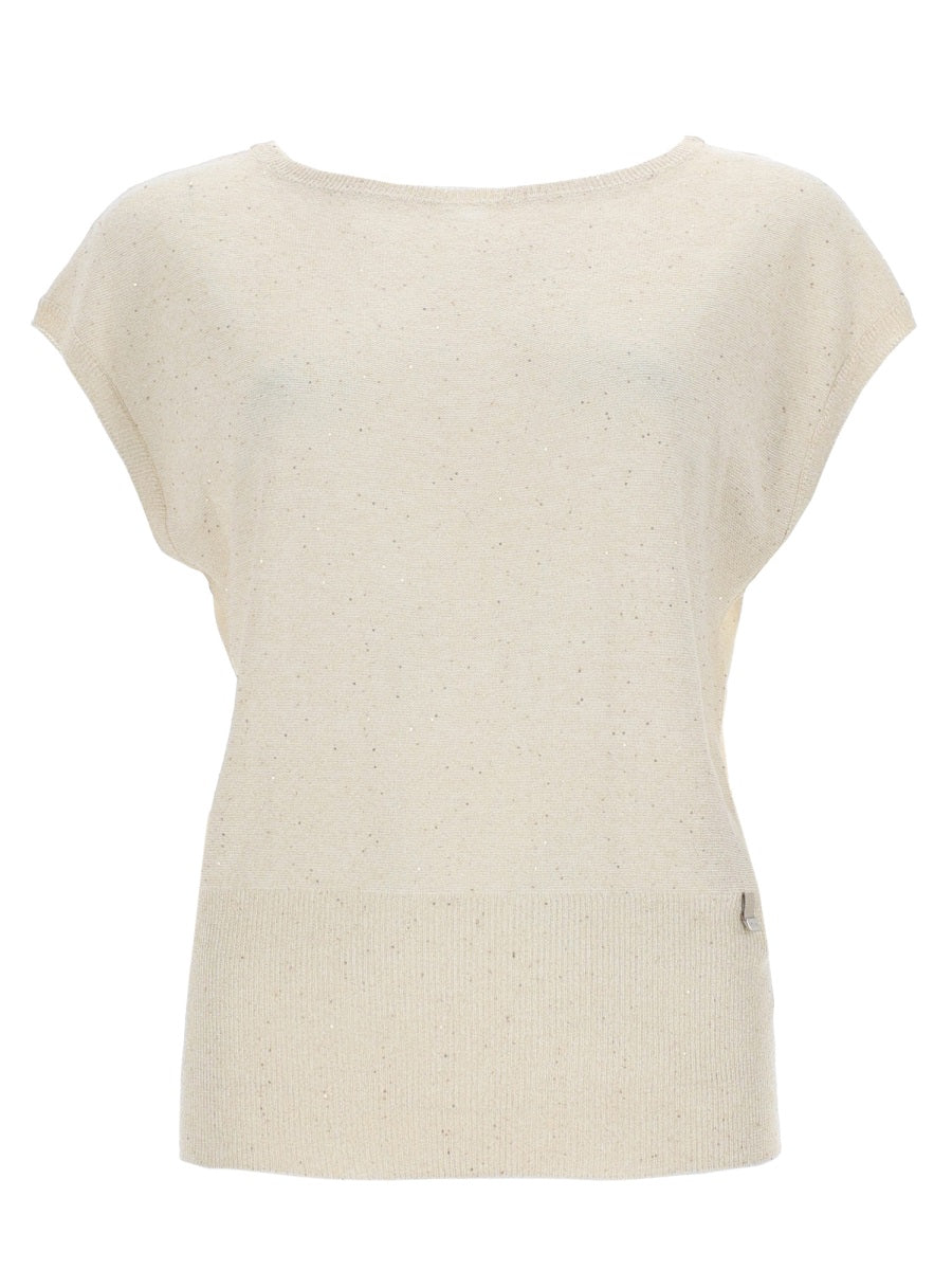 Sequined T-Shirt Powder Cotton Blend T-shirts