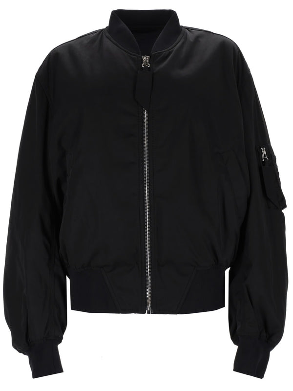 Bomber Jacket With Pocket Black Polyester