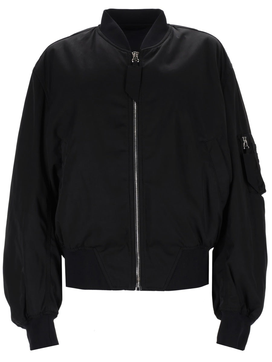 Bomber Jacket With Pocket Black Polyester