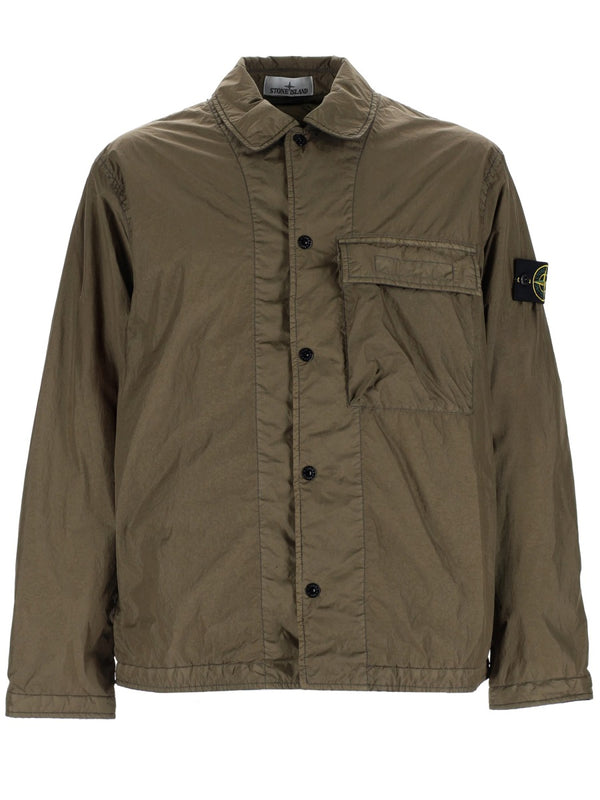 Padded Overshirt Military Green Polyamide Shirt