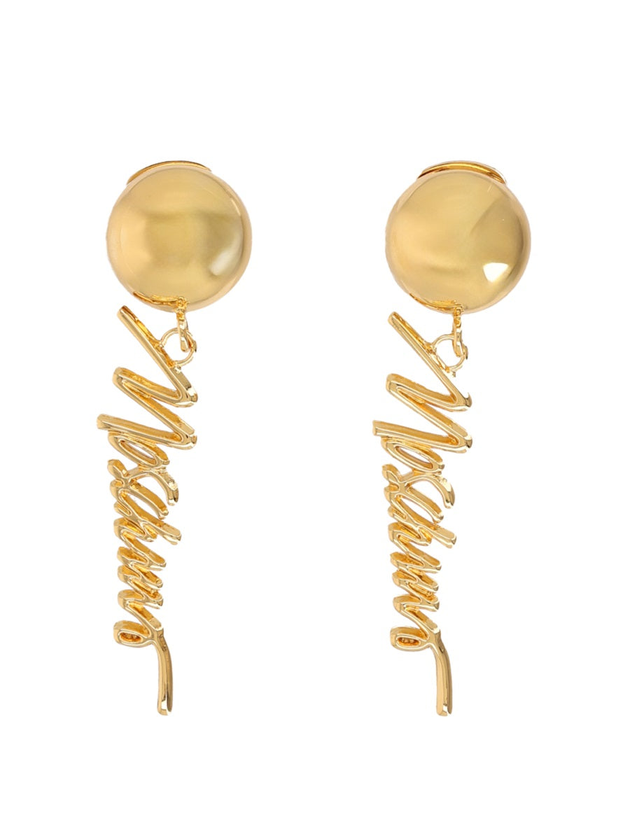 Logo Earrings Gold Brass