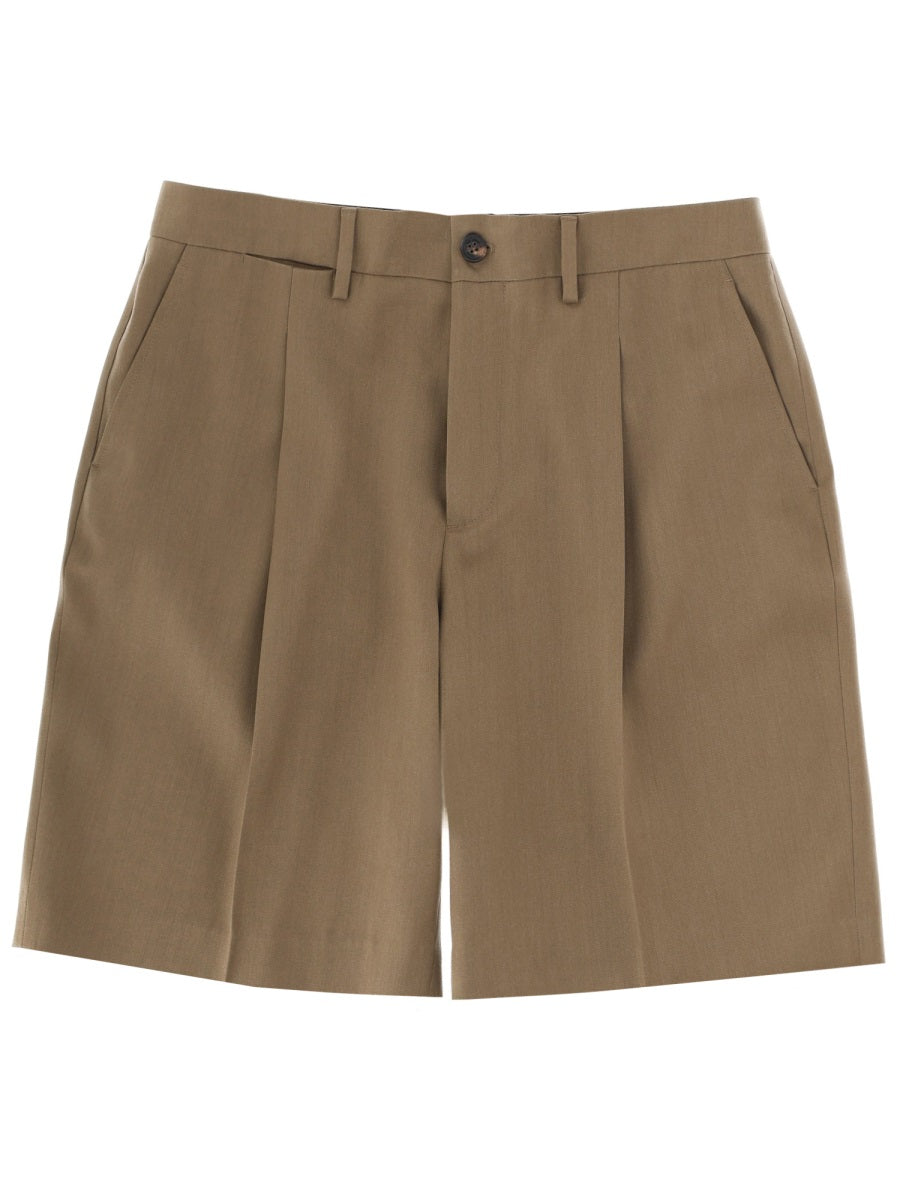 Tailored Shorts Green Virgin Wool