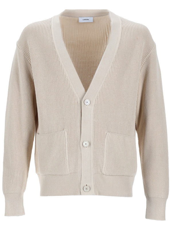 Knitted Cardigan Beige Cotton Jumpers