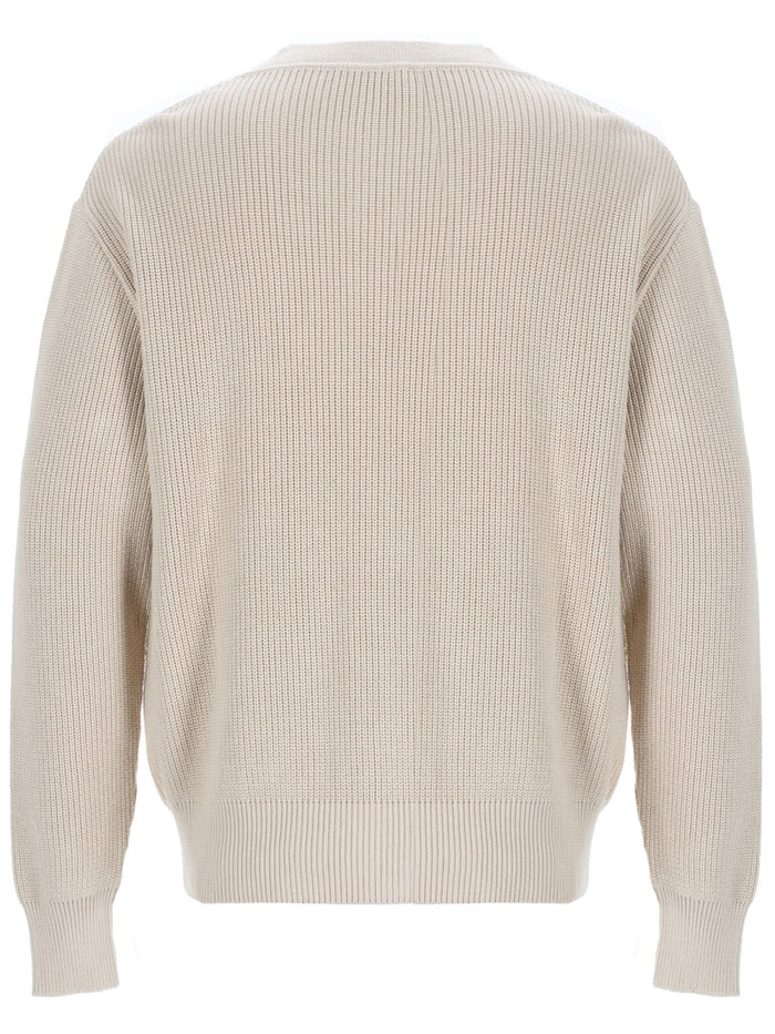 Knitted Cardigan Beige Cotton Sweater