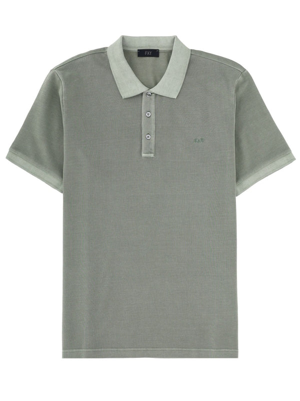 Polo Shirt With Logo Green Cotton