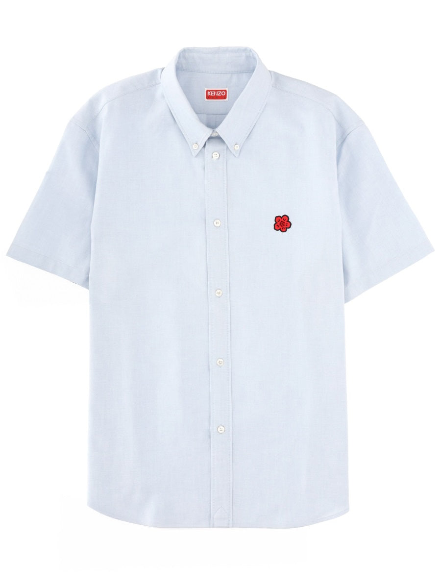 Shirt With Logo Azure Cotton