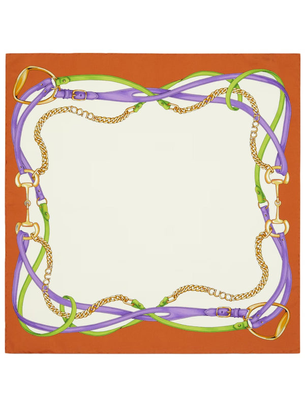 Printed Silk Yoke Scarf Multicolour