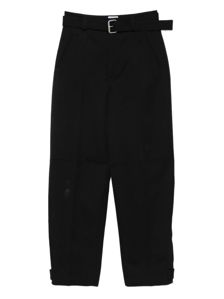 Belted Wool Trousers Black