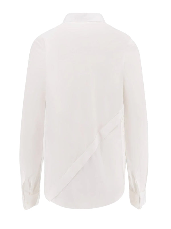 Shirt With Asymmetrical Closure, White Cotton