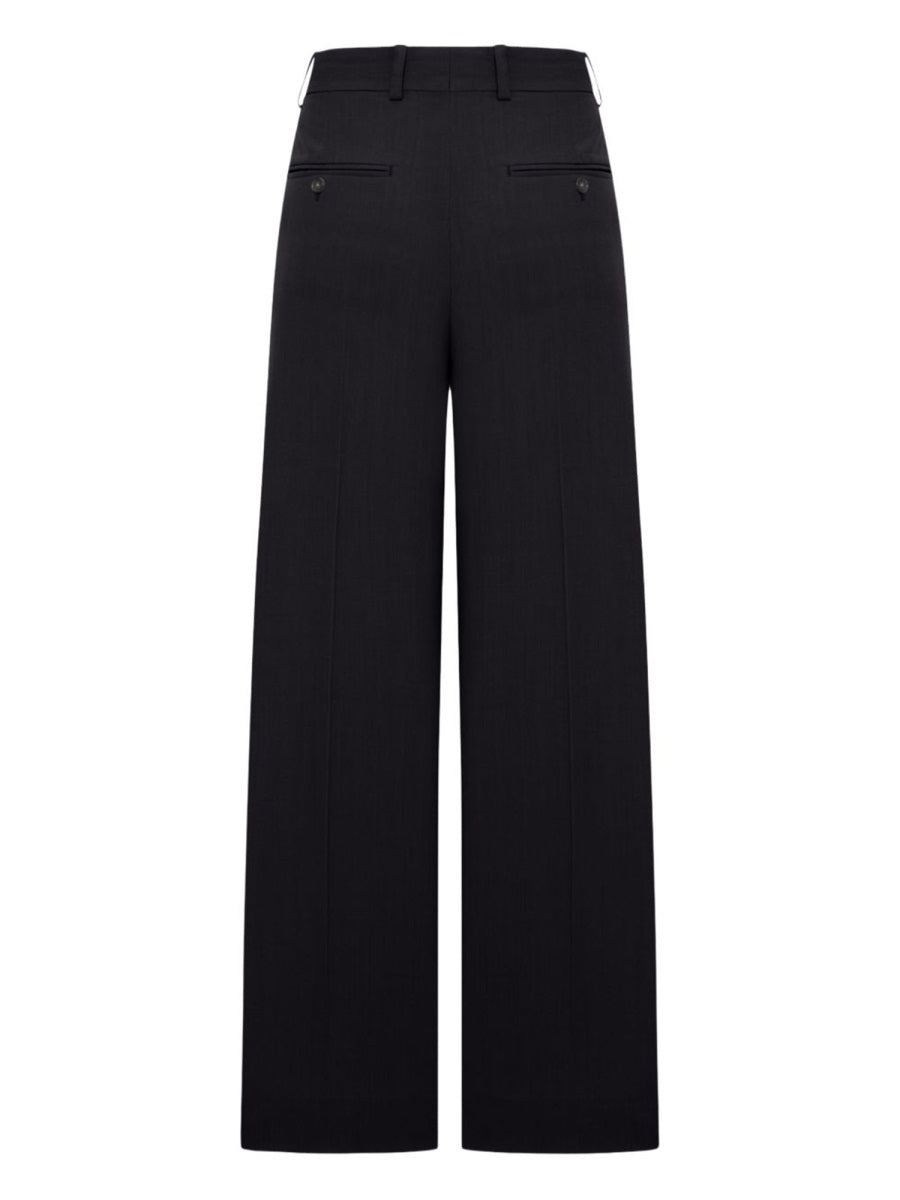 Tailored Wool-Blend Trousers, Black Viscose