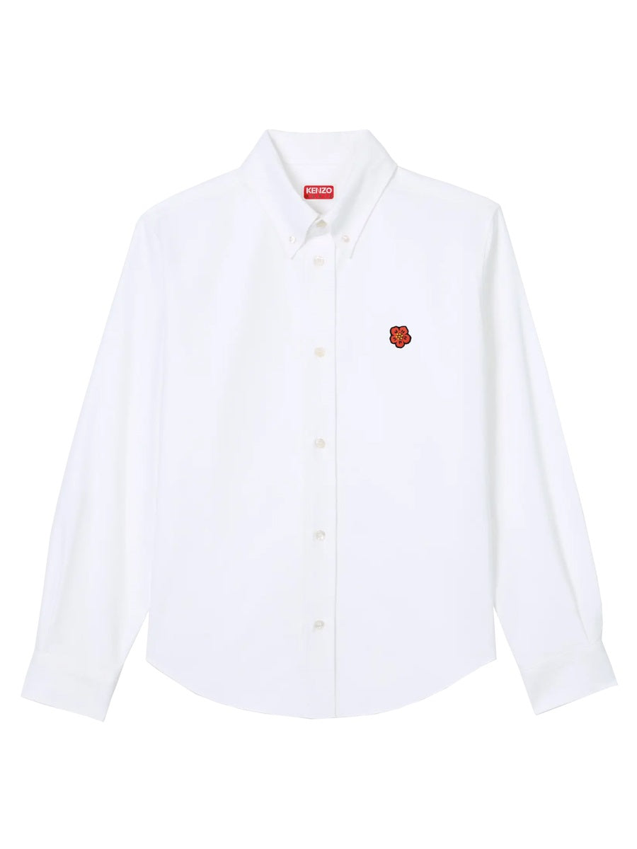 Bokeh Flower Shirt White Cotton