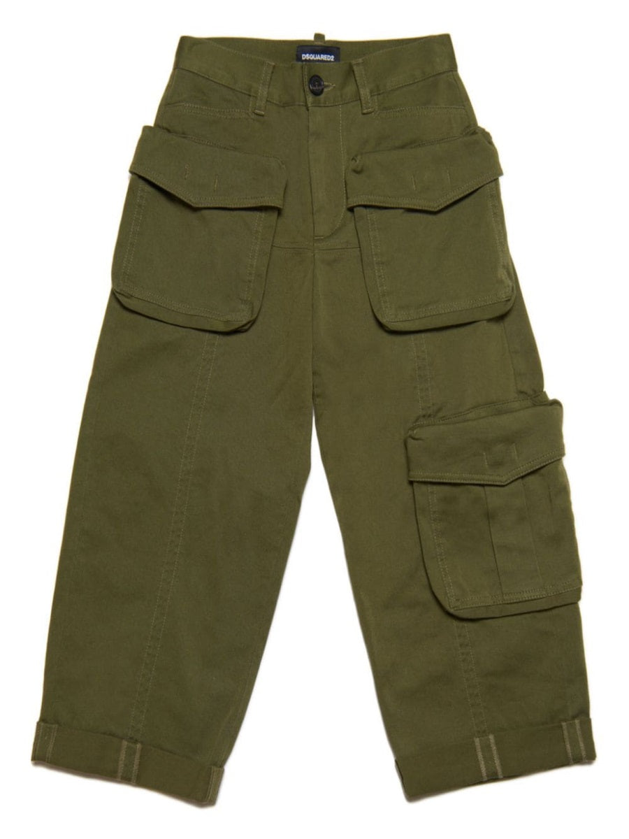 Cargo Pants Green Cotton Elastane Trousers