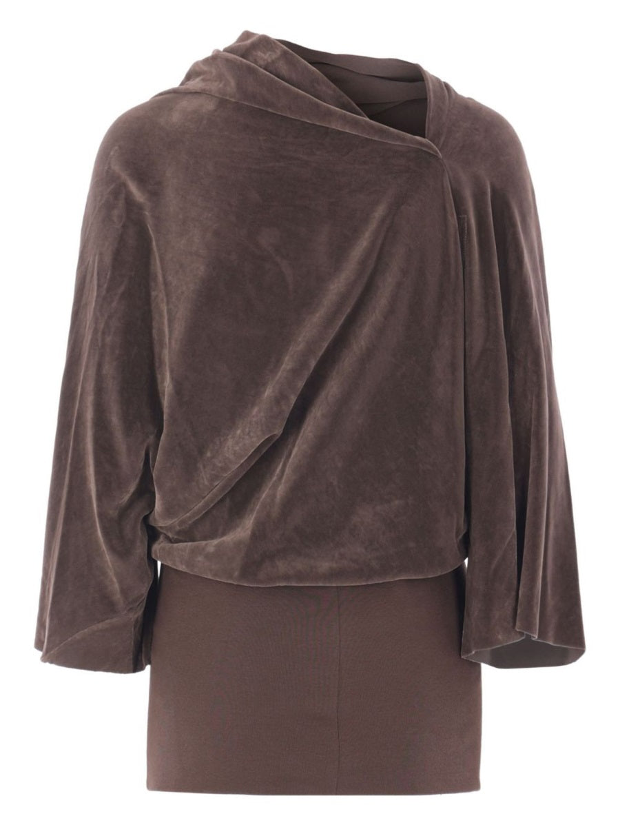Cylinder Top Brown Viscose-Silk Blend Viscose Silk Tops