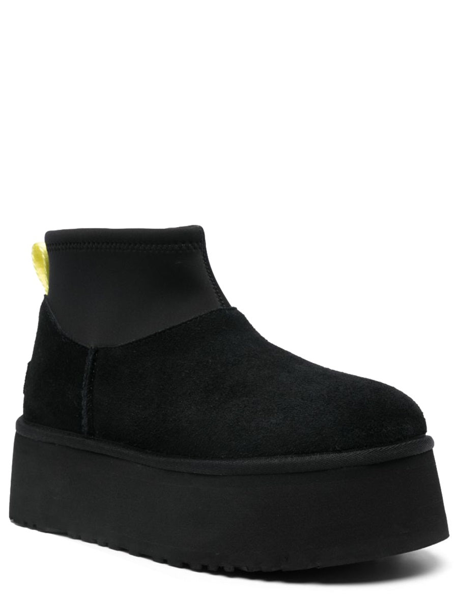Classic Mini Dipper Boots Black Leather Textile