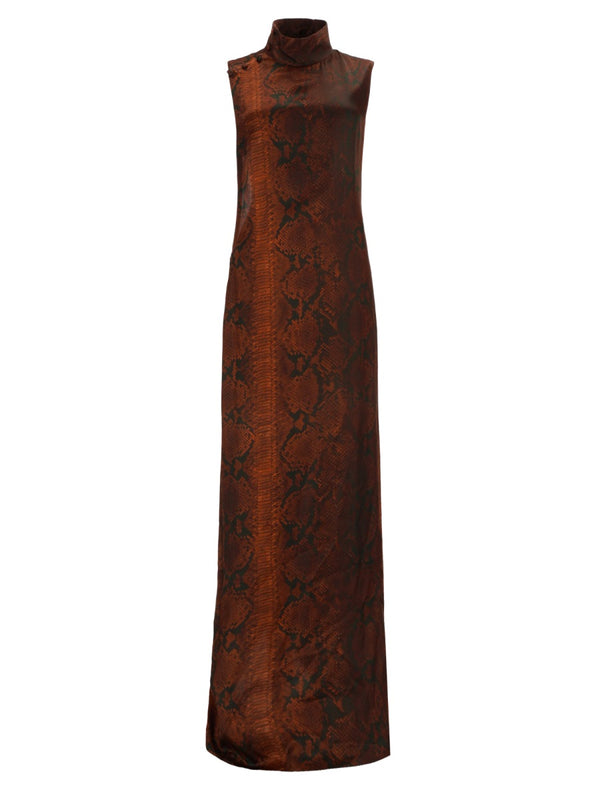 Python Print Long Dress Red Viscose