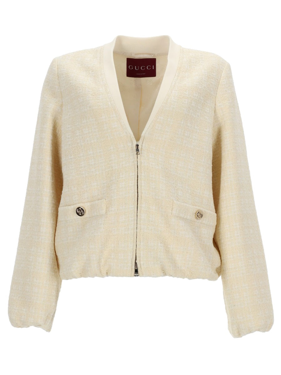 Plaid Jacket Beige Cotton