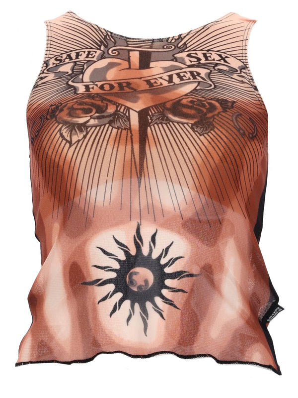 Safe Sex Tattoo Print Top Multicolour Polyamide Tops