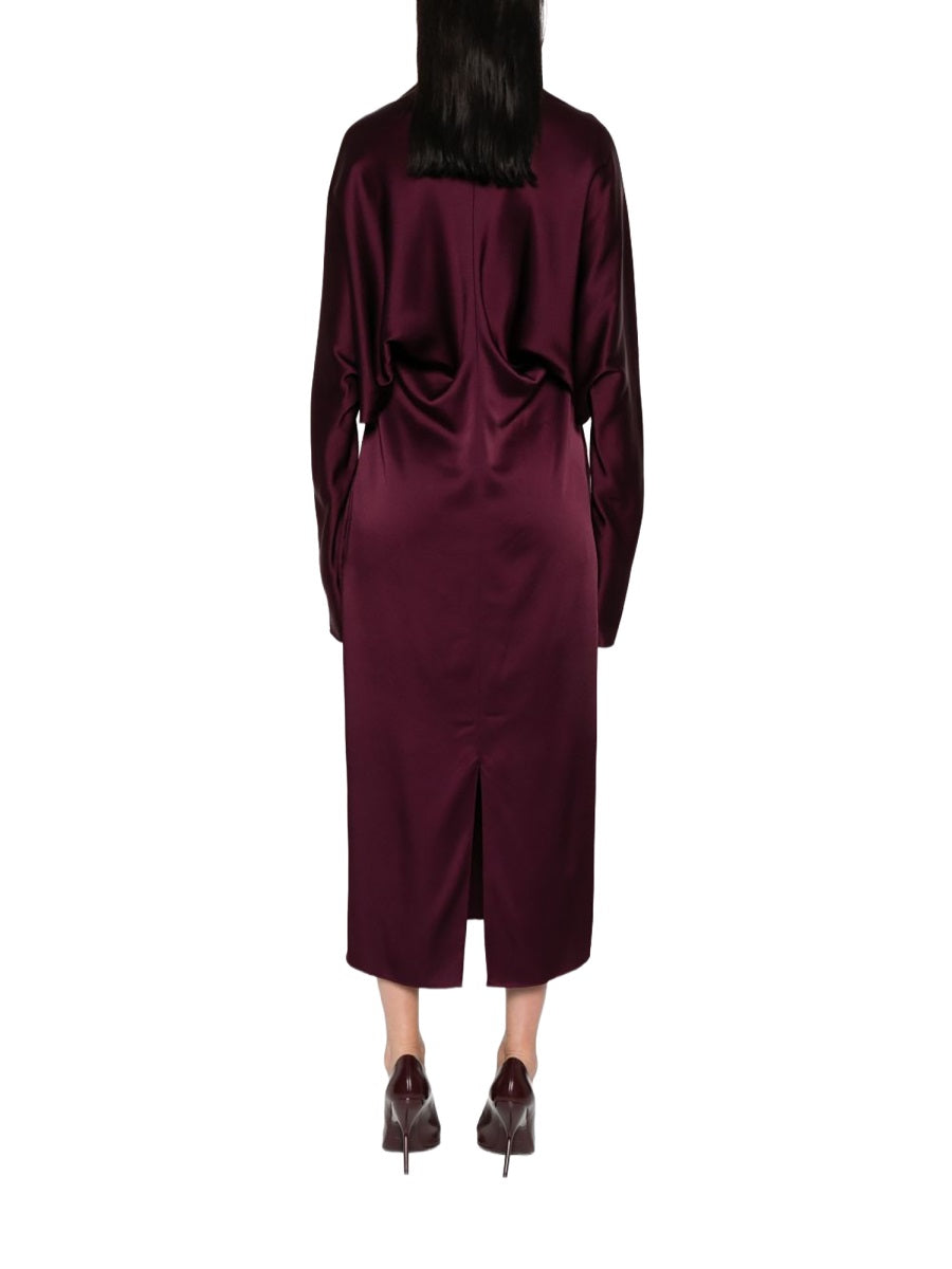 Midi Dress With Cut-Out Detail Bordeaux Acetate