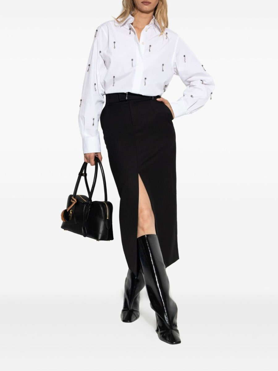 Shirt With Crystals White Cotton