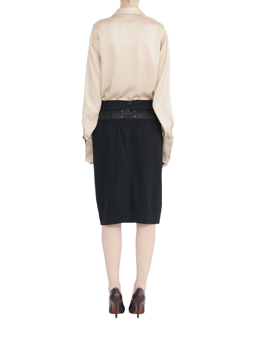 Four Stitches Midi Skirt Black Polyester