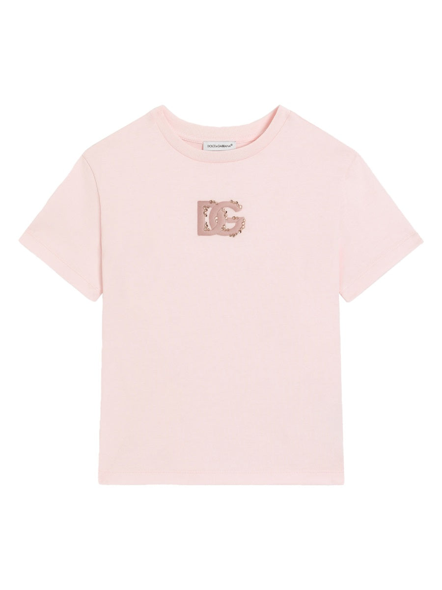 T-Shirt With Logo Pink Cotton T-shirts